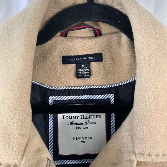Tommy Hilfiger Long Coat Women's 12 Beige Wool Cashmere Blend 2 Button Front - Picture 4 of 10